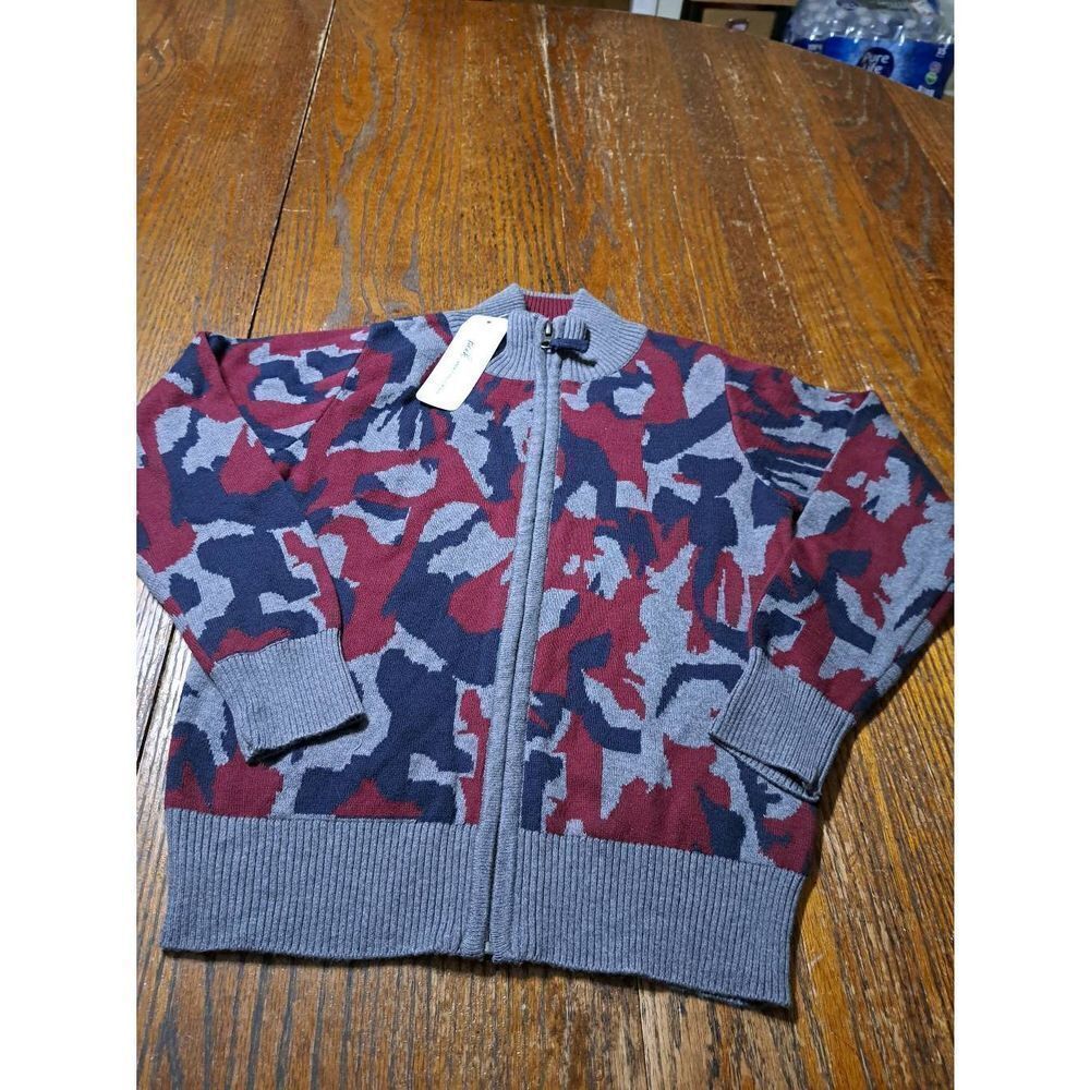 New Boys Small 4-5 Peek Long Sleeve Front Zip Cotton Sweater Knit Jacket NWT
